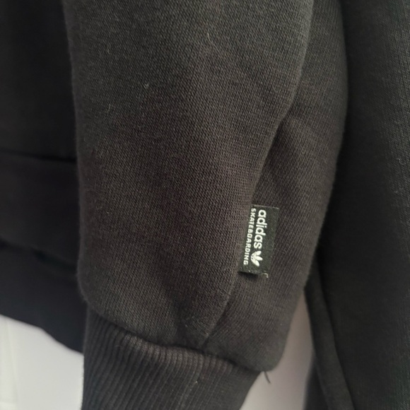 ADIDAS Trefoil Vertical 3-Stripe Pullover Hoodie Black Size M - Picture 2 of 5